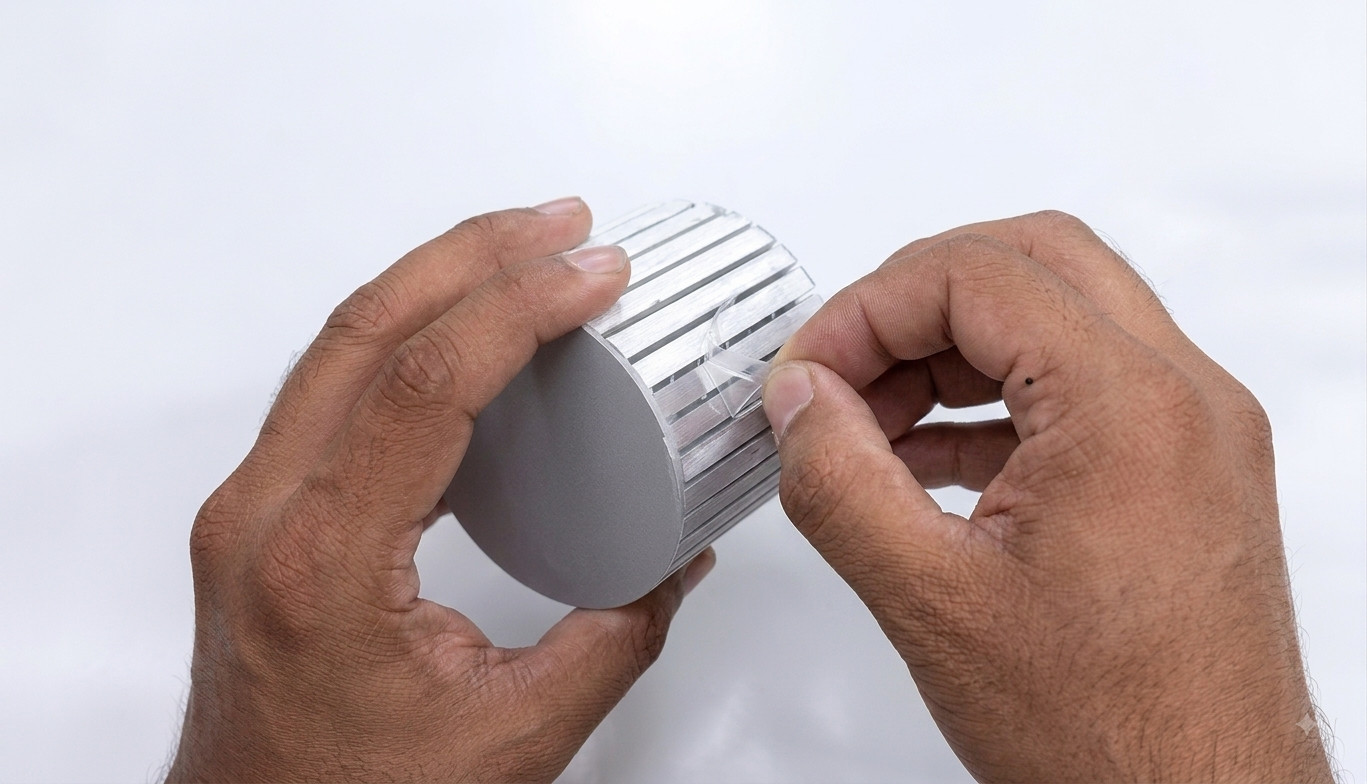 Remove template and Smoothing the cut PVC light design with sandpaper