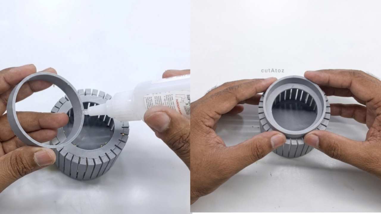 Attaching a 2-inch PVC pipe ring to the back of the light